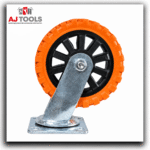 roue orange industrielle roulante avec frein (Ø 5 / 6 / 8")