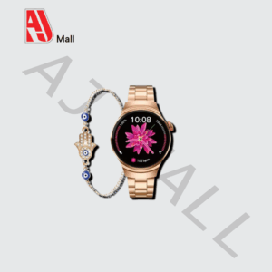 ROSE-2 – Montre Connectée Rose Doré avec Bracelet Porte-Bonheur
