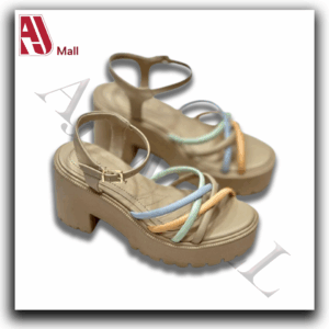 Sandales compensées Ramarim – Beige avec brides multicolores pastel(Beige avec brides pastel (bleu, vert, orange)