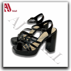 Sandales à talon bloc Ramarim – Noires à brides multiples(Noir verni)