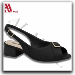 Sandale confort Comfortflex – Noire à talon carré et bride arrière(Noir)