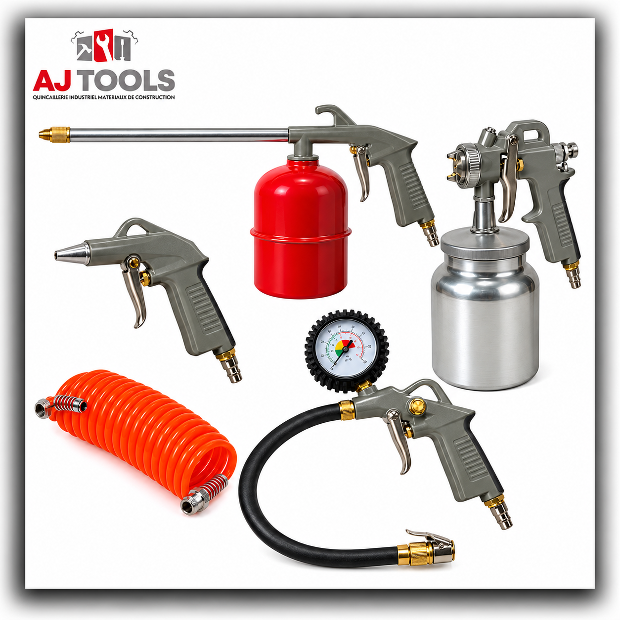 kit pneumatique 5 pcs (pistolets À air – rouge / bleu)