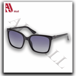 Lunettes de soleil Guess – Monture carrée noire avec logo G argenté