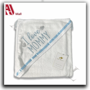 Serviette de bain bébé avec capuche – Broderie I Love Mommy