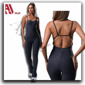 Combinaison de sport femme à bretelles – Gris Foncé / Bleu Marine CROSSFIT