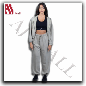 Ensemble de survêtement femme 2 pièces – Veste à capuche + Pantalon Regular Fit – Noir / Gris CROSSFIT