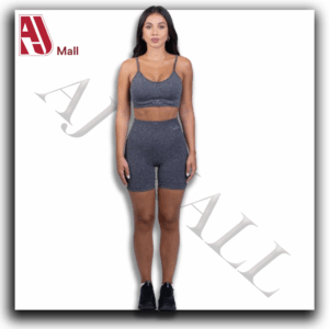 Ensemble femme 2 pièces – Brassière + Short de sport – Gris / Gris Foncé CROSSFIT