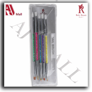 Set de Pinceaux Nail Art Ruby Beauty – 5 Pièces Multi-Formes