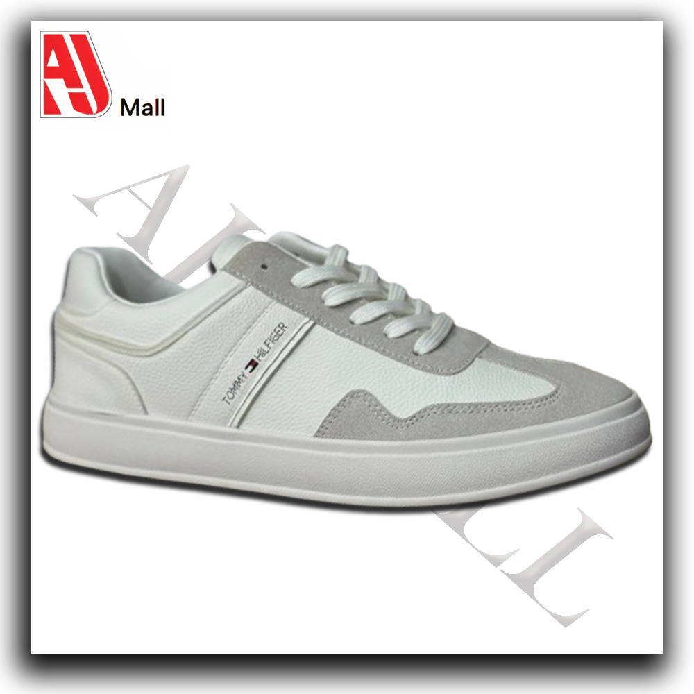 men’s casual low top sneakers – white & light grey