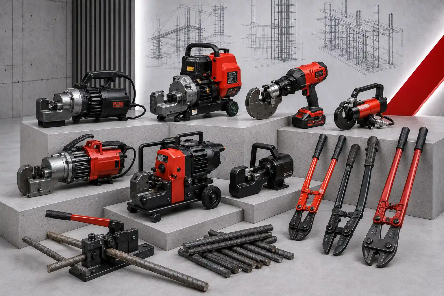5 cisailles à fer à béton electriques &manuelles