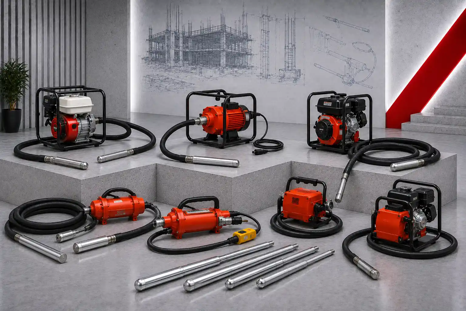 8 vibreurs à beton electriques & a essence